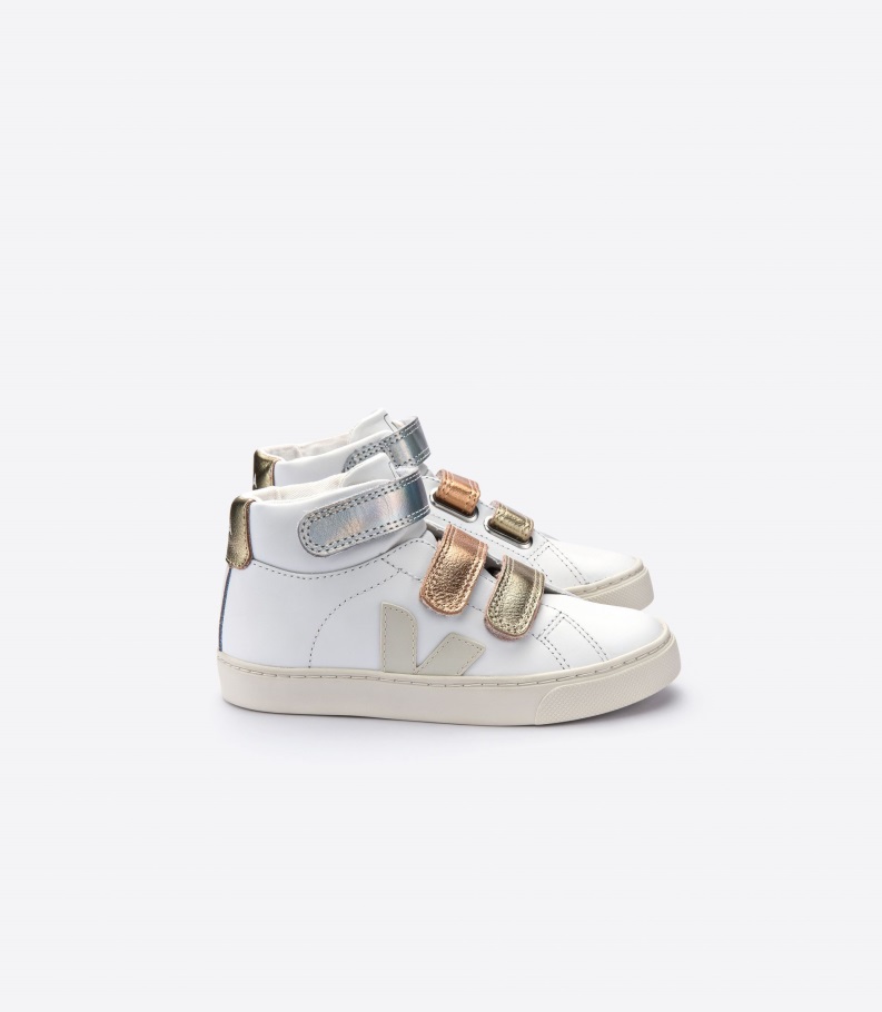 Mid Straps Leather White Shiny Veja Origional Series