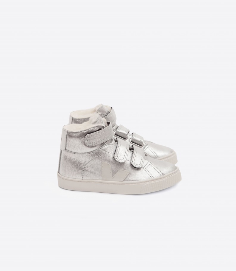 Veja Origional Series Mid Fured Leather Silver Pierre
