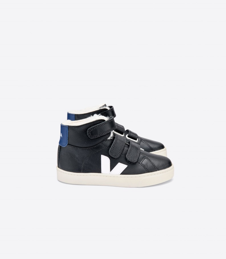 Mid Fured Chromefree Leather Black White Cobalt Veja Origional Collection