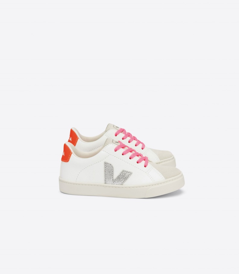Laces Chromefree White Silver Orange Fluo Premium Veja Origional