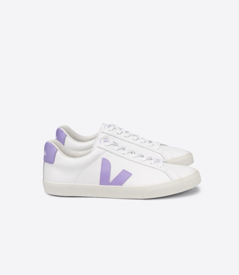 Premium Veja Origional Leather White Lavande